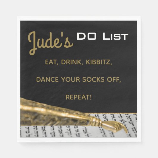 Serviette En Papier Bat Bar Mitzvah Gold Yad Napkins (Devant)