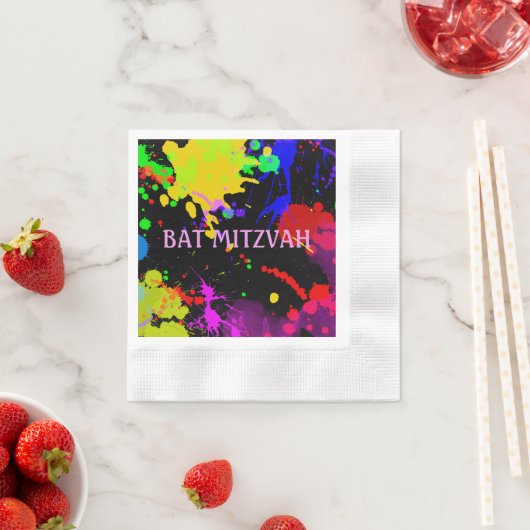 Serviette En Papier Bat/Bar Mitzvah Paint Splatter Papier Napkins (En situation)