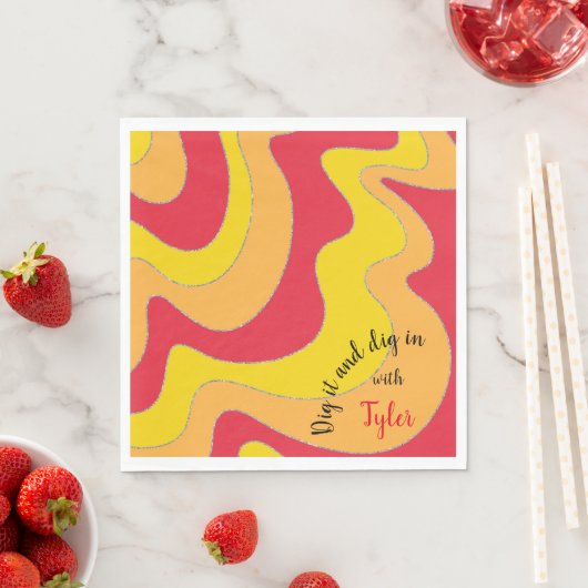 Serviette En Papier Bat BM ou bar Mitzvah Napkin Waves (En situation)