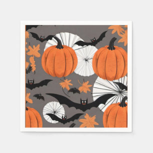 Serviette En Papier Bat d'Halloween mignonne et fête Citrouille
