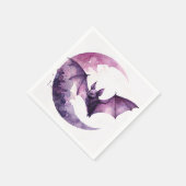 Serviette En Papier Bat et croissant Lune Aquarelle violet Art (Coin)