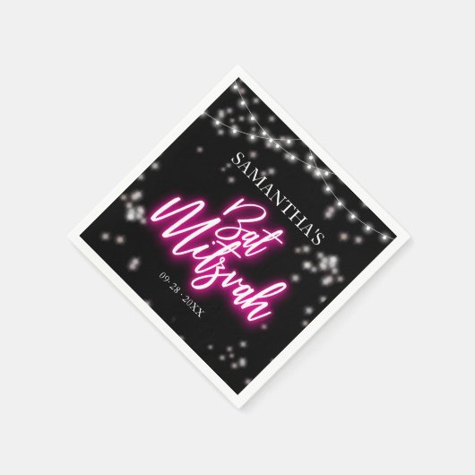 Serviette En Papier Bat mitzvah à thème rose chaud (Coin)