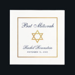 Serviette En Papier Bat mitzvah Bleu Blanc Or<br><div class="desc">Papier bat mitzvah bleu blanc or Napkin</div>