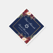 Serviette En Papier Bat mitzvah Bourgogne Floral Gold (Coin)