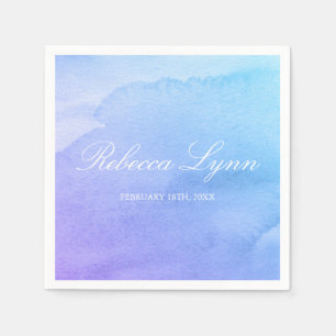 Serviette En Papier Bat mitzvah d'aquarelle violet et Turquoise