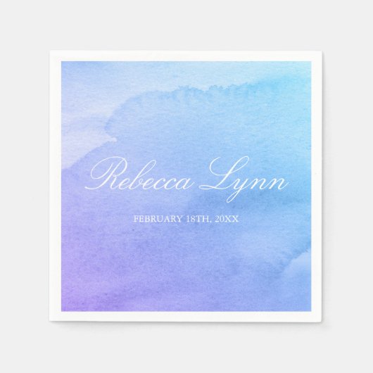 Serviette En Papier Bat mitzvah d'aquarelle violet et Turquoise (Devant)