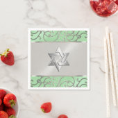 Serviette En Papier Bat mitzvah Elégant Mint Green Silver Filigree (En situation)