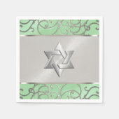 Serviette En Papier Bat mitzvah Elégant Mint Green Silver Filigree (Devant)