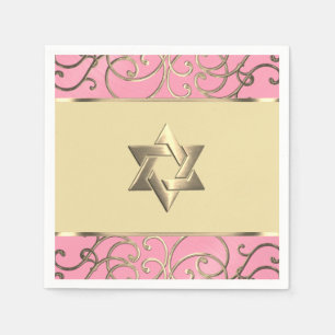 Serviette En Papier Bat mitzvah Elegant Rose et Gold Filigree