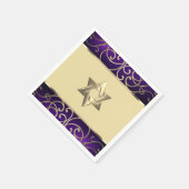 Serviette En Papier Bat mitzvah élégant violet et Gold Filigree (Coin)