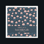 Serviette En Papier Bat mitzvah floral bleu rose de la marine moderne<br><div class="desc">Marine moderne Blue Rose Boho Bat mitzvah Floral Napkins</div>