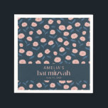 Serviette En Papier Bat mitzvah floral bleu rose de la marine moderne<br><div class="desc">Marine moderne Blue Rose Boho Bat mitzvah Floral Napkins</div>