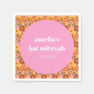 Serviette En Papier Bat mitzvah géométrique Floral rose orange personn