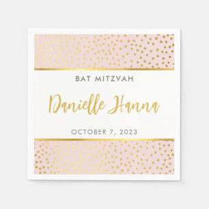 Serviette En Papier Bat mitzvah mignon blush or rose pois
