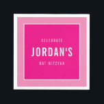 Serviette En Papier BAT MITZVAH moderne bold bloc assez rose<br><div class="desc">par kat massard >>> WWW.SIMPLYSWEETPAPERIE.COM <<<</div>