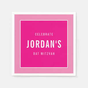 Serviette En Papier BAT MITZVAH moderne bold bloc assez rose