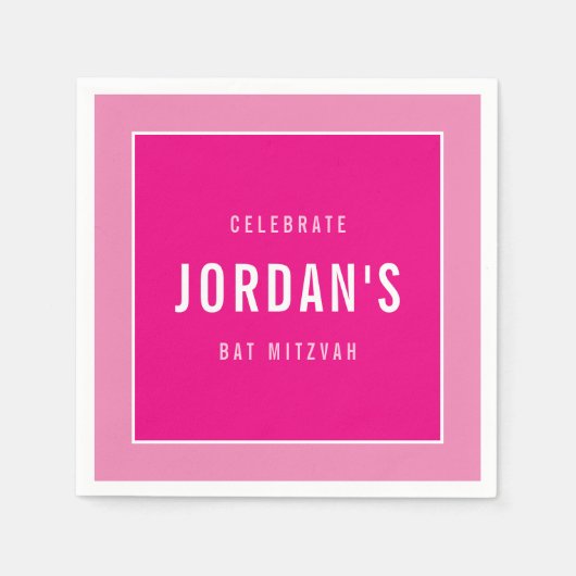 Serviette En Papier BAT MITZVAH moderne bold bloc assez rose (Devant)