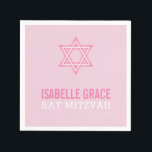 Serviette En Papier BAT MITZVAH moderne jolie étoile rose<br><div class="desc">par kat massard >>> WWW.SIMPLYSWEETPAPERIE.COM <<<</div>