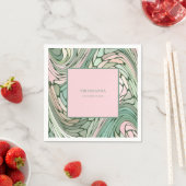 Serviette En Papier Bat mitzvah moderne simple rose et vert (En situation)