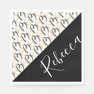Serviette En Papier Bat mitzvah ou Bar Mitzvah Gold et Noir