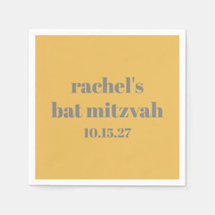 Serviette En Papier Bat mitzvah personnalisé Gris Jaune gras gras gras