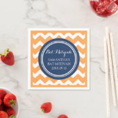 Serviette En Papier Bat mitzvah personnalisé Napkin orange bleu Chevro (En situation)