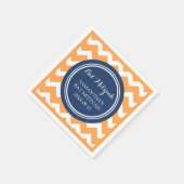 Serviette En Papier Bat mitzvah personnalisé Napkin orange bleu Chevro (Coin)