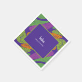 Serviette En Papier Bat mitzvah rétro violet et vert (Coin)