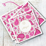 Serviette En Papier Bat mitzvah rose or Motif moderne<br><div class="desc">Préparez-vous à une fête à thème moderne. Le rose est la couleur arrière - plan pour ce design Bat mitzvah personnalisé élégant cachemire avec une étoile de David. Modifiez facilement les informations de votre propre fête personnalisée. D'une gamme de produits et de produits personnalisés de Chessie's Fine Designs.</div>