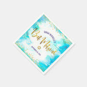 Serviette En Papier Bat mitzvah Turquoise Aquarelle Or Script Girl (Coin)