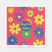 Serviette En Papier Bat ou Bar Mitzvah Napkin Fleurs (Devant)