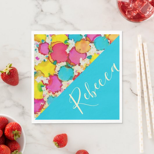 Serviette En Papier Bat ou Bar Mitzvah Napkins Confetti (En situation)