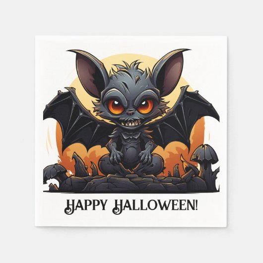 Serviette En Papier Bat Vampire d'Halloween (Devant)