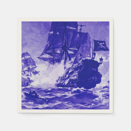 Serviette En Papier BATAILLE DE BATEAU EN bleu (Devant)