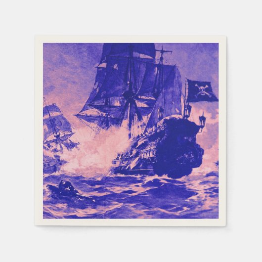 Serviette En Papier BATAILLE DE BATEAU EN rose bleu (Devant)