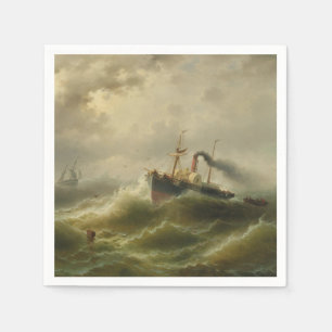 Serviette En Papier Bateau à vapeur dans une tempête sur la mer du Nor