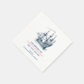 Serviette En Papier Bateau à vent bleu nautique Modèle d'anniversaire (Coin)