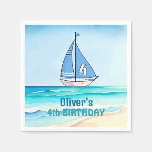 Serviette En Papier Bateau à voile 4e fête d'anniversaire