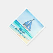 Serviette En Papier Bateau à voile 4e fête d'anniversaire (Coin)