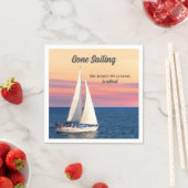 Serviette En Papier Bateau à voile à la retraite Sunset Ocean (En situation)