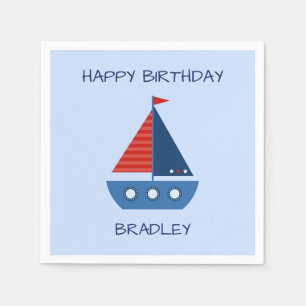 Serviette En Papier Bateau à voile bleu et rouge
