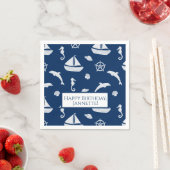 Serviette En Papier Bateau à voile et Motif Marine Life (En situation)