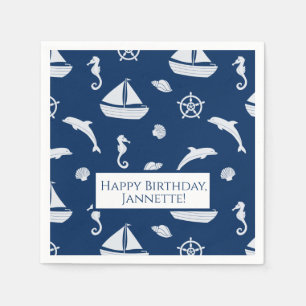 Serviette En Papier Bateau à voile et Motif Marine Life