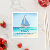 Serviette En Papier Bateau à voile fête d'anniversaire (En situation)