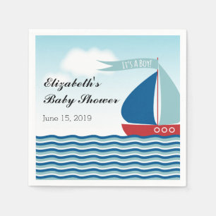 Serviette En Papier Bateau à voile sur l'eau C'est un garçon Baby show