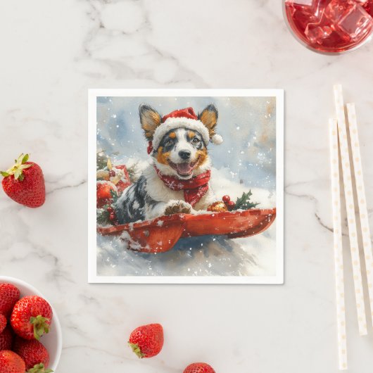 Serviette En Papier Bateau australien en sledge laissez-le neiger Noël (En situation)