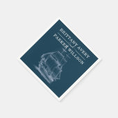 Serviette En Papier Bateau bleu Mariage moderne (Coin)