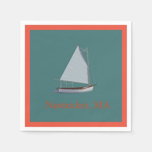 Serviette En Papier Bateau de chat Nantucket. Serviettes Cocktail Sail (Devant)