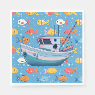 Serviette En Papier Bateau de pêche 