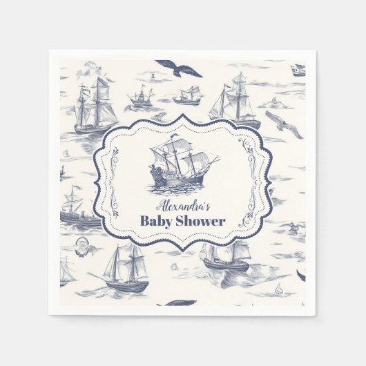 Serviette En Papier Bateau Elegant Toile Baby shower Nautique (Devant)